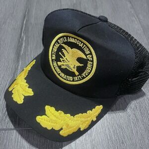 Vintage NRA Patch K-Products‎ Scrambled Eggs Trucker Hat Snapback Cap Black Gold